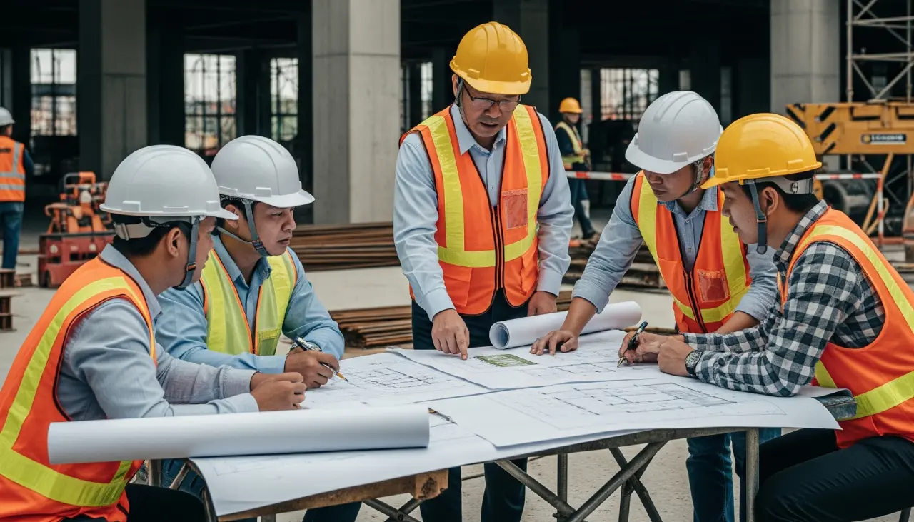 Engineers planning on a construction site